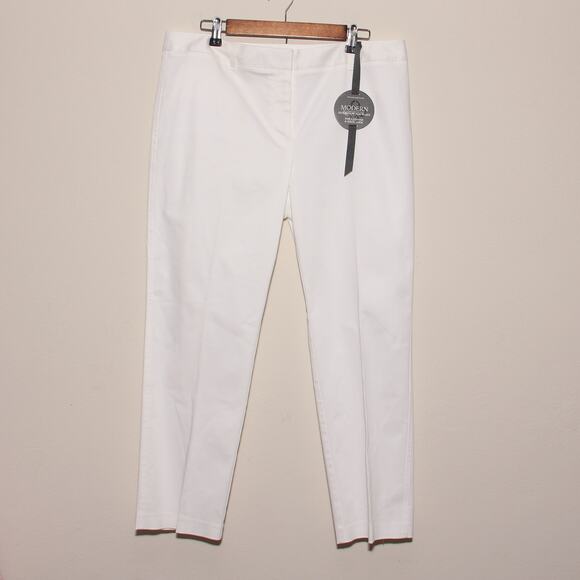 NEW Charter Club White Ankle Pants Size 14 Modern Fit Cotton Blend - Picture 1 of 9